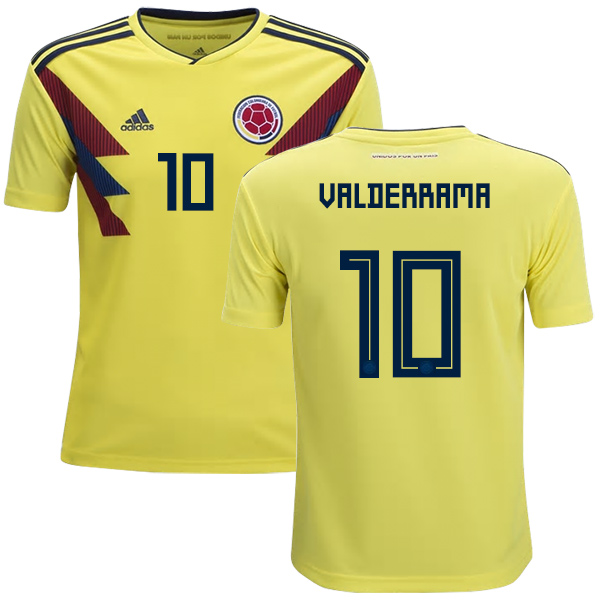 Colombia #10 Valderrama Home Kid Soccer Country Jersey - Click Image to Close